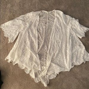 medium white lace coverup! only worn once!